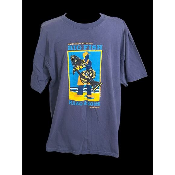 Walk Softly And Carry A Big Fish Large T-Shirt Haag & Sons Seafood Oak Island NC - Picture 1 of 6